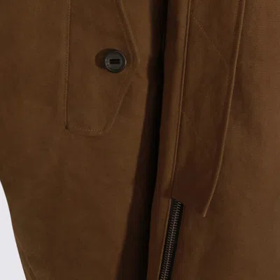 Dolce & Gabbana Hooded Jacket With Button Accents And Pockets In Brown