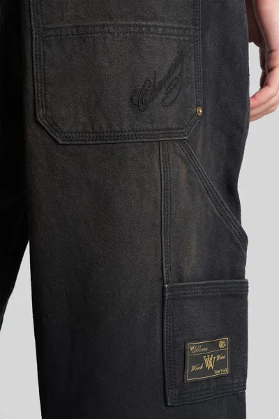 Willy Chavarria Toluca Oversized Wide-leg Distressed Cotton-canvas Trousers In Black