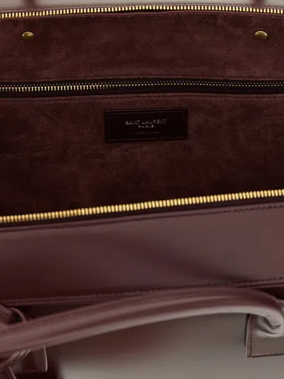 Saint Laurent Grape Leather Sac De Jour Handbag In Burgundy