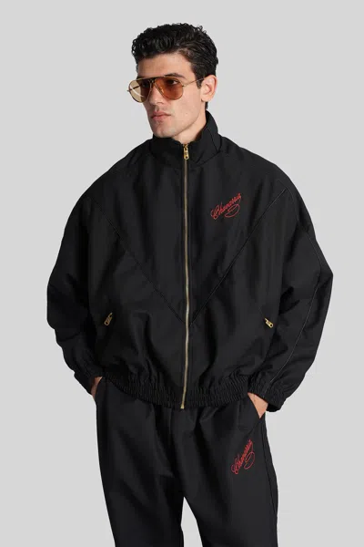 Willy Chavarria Ruff Rider Logo-embroidered Wool Bomber Jacket In Black