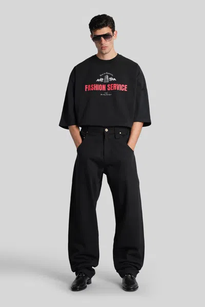 Willy Chavarria Toluca Oversized Wide-leg Distressed Cotton-canvas Trousers In Black