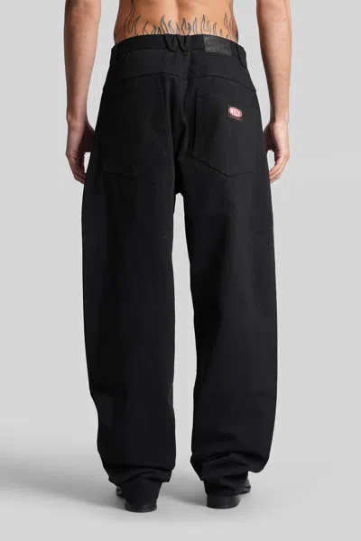 Willy Chavarria Toluca Oversized Wide-leg Distressed Cotton-canvas Trousers In Black