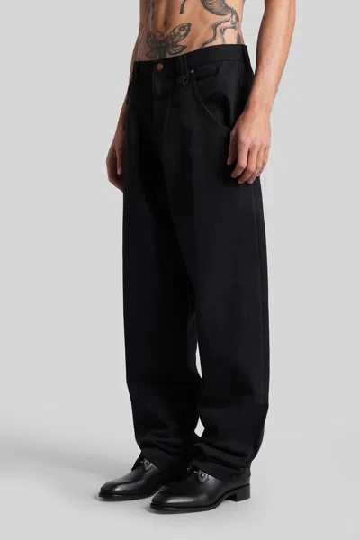 Willy Chavarria Toluca Oversized Wide-leg Distressed Cotton-canvas Trousers In Black