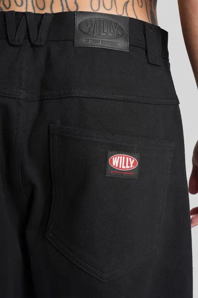 Willy Chavarria Toluca Oversized Wide-leg Distressed Cotton-canvas Trousers In Black