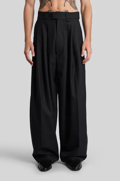 Willy Chavarria Cascada Trousers Pants In Black Wool In Black