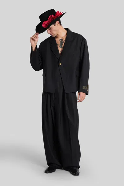 Willy Chavarria Cascada Trousers Pants In Black Wool In Black