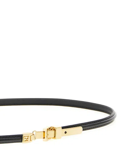 Fendi Ff Engraved Metal Loop Belt In Black