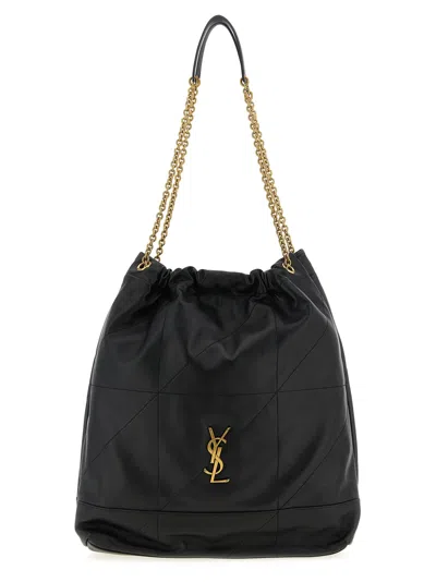 Saint Laurent Jamie Large Pochon Ysl Shoulder Bag In Quilted Lambskin Leather In Black