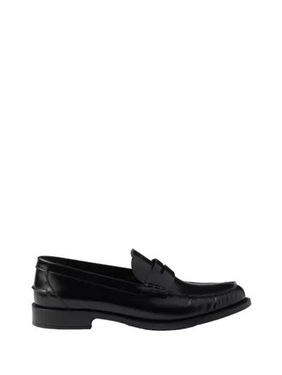Prada 20mm Brushed-leather Band Loafers In Black