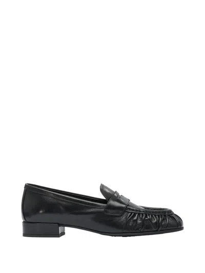 Prada Round-toe Loafers In Black