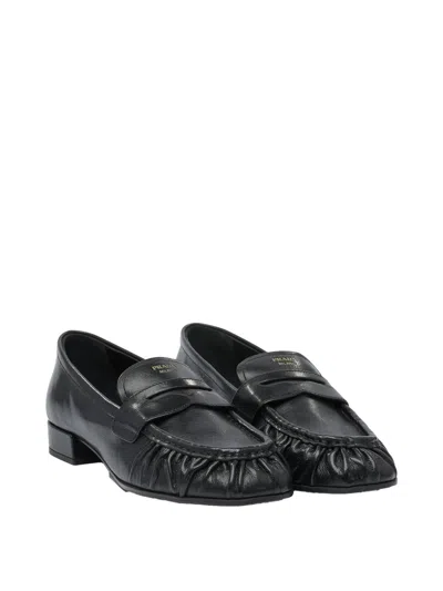 Prada Round-toe Loafers In Black