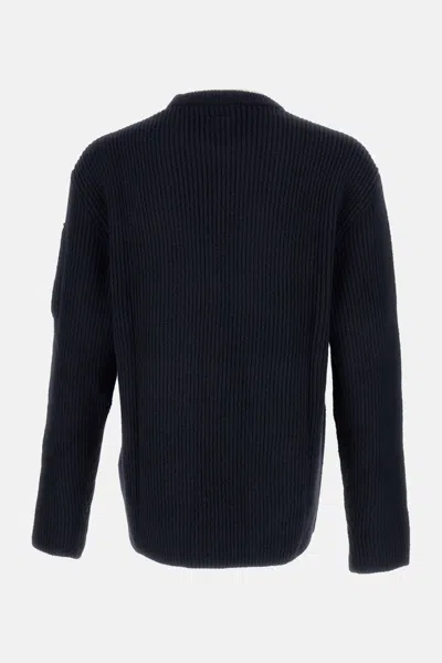 C.p. Company Knitwear Crew Neck In Fleece Knit In Blue
