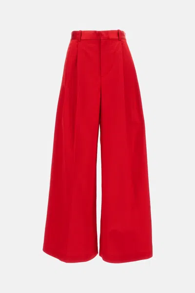 Polo Ralph Lauren Pleated Wide-leg Satin Pants In Red