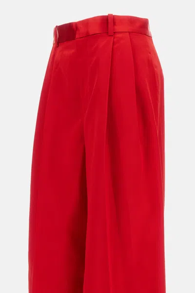 Polo Ralph Lauren Pleated Wide-leg Satin Pants In Red