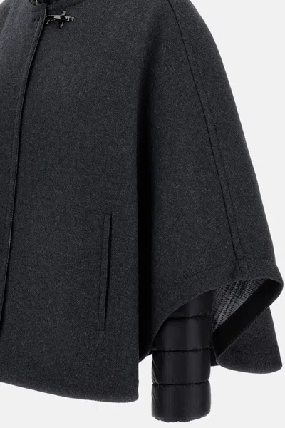 Fay Hook-fastening Wool Cape In Gray