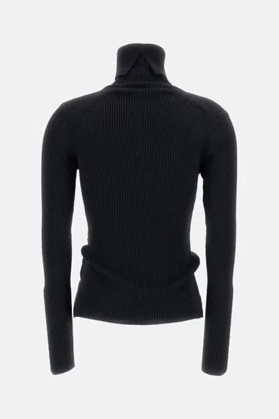 Junya Watanabe Stretch Wool Turtleneck Sweater In Black