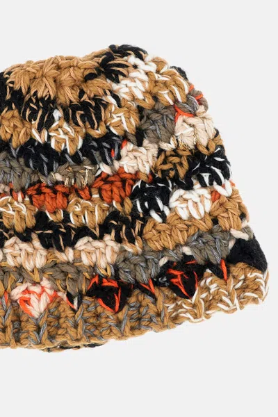 Exquisite J Striped Wool Beanie In Brown