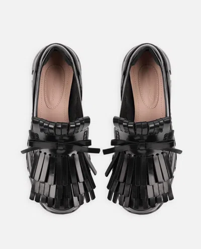 Simone Rocha Tracker Loafer Fringed Leather Sneakers In Black