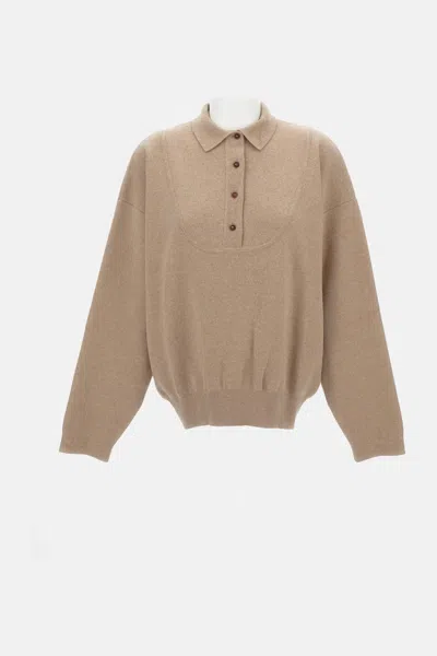 Jacquemus Polo Sweater La Maille Vareuse Pallone In Brown