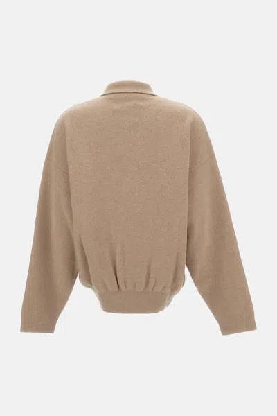 Jacquemus Polo Sweater La Maille Vareuse Pallone In Brown