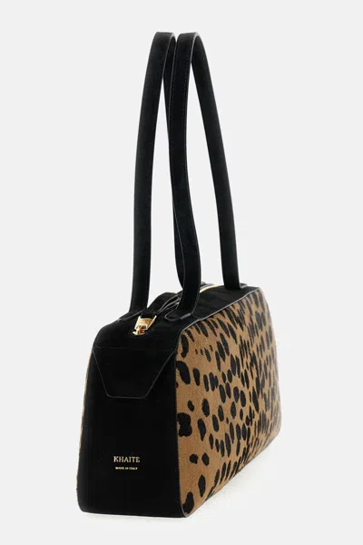 Khaite Simona Leather-trimmed Leopard-print Calf Hair Shoulder Bag In Animal Print