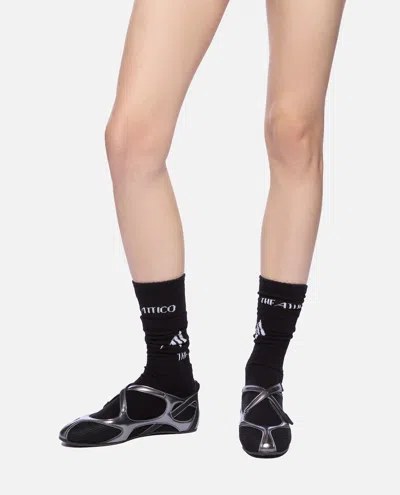 Attico Flat Shoes Blacks And Greys In Black