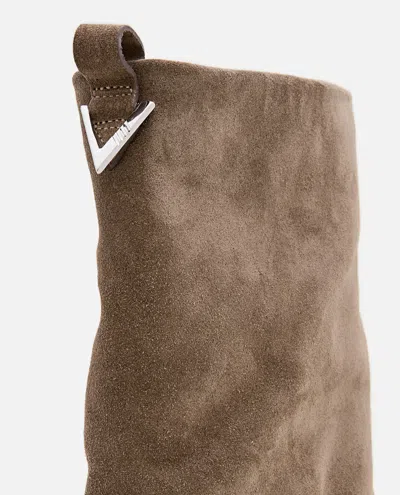 Attico Suede Robin Combat Boots In Brown