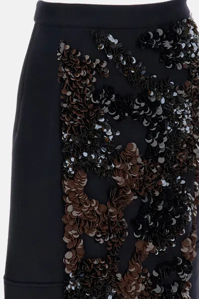 Plan C Sequined Wool-blend Midi Skirt In Black