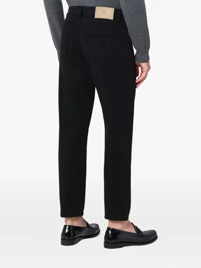 Pt Torino Black Cotton Trousers In Black