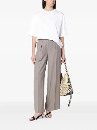 Calvin Klein Ash Grey Trousers In Linen Blend In Gray