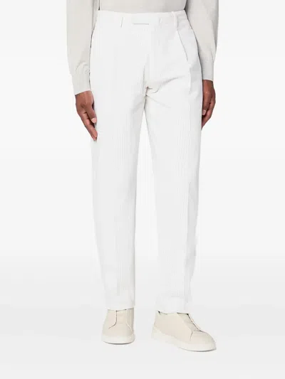Santaniello Pleated Corduroy Trousers In Neutral