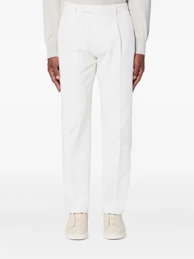 Santaniello Pleated Corduroy Trousers In Neutral