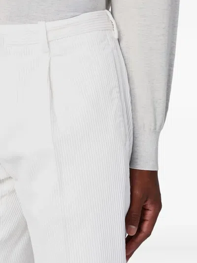 Santaniello Pleated Corduroy Trousers In Neutral