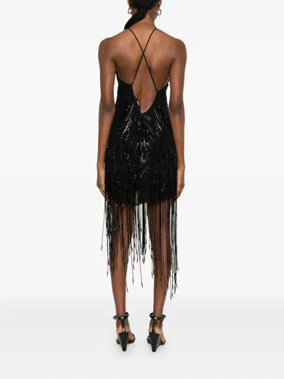 Amen Fringed Halterneck Dress In Black