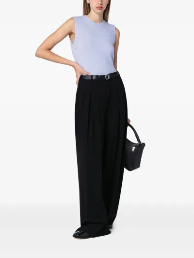 Roberto Collina Sleeveless Crew Neck Ribbed Hem Waistcoat In Blue