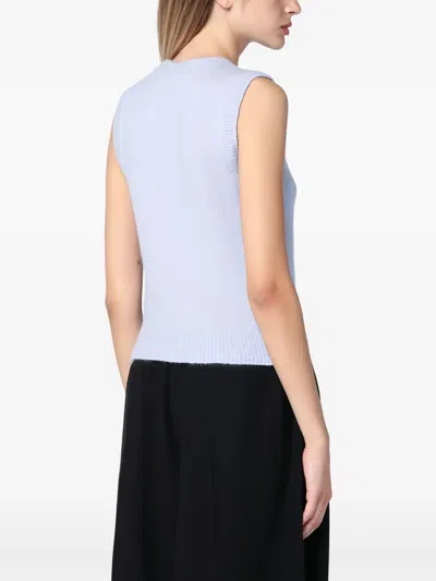 Roberto Collina Sleeveless Crew Neck Ribbed Hem Waistcoat In Blue