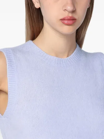 Roberto Collina Sleeveless Crew Neck Ribbed Hem Waistcoat In Blue