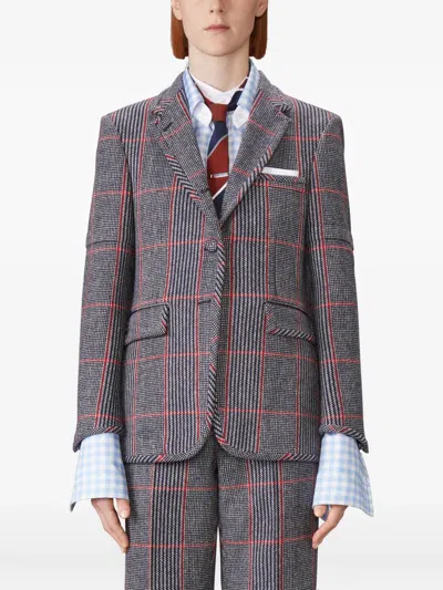 Thom Browne Checked Blazer In Red
