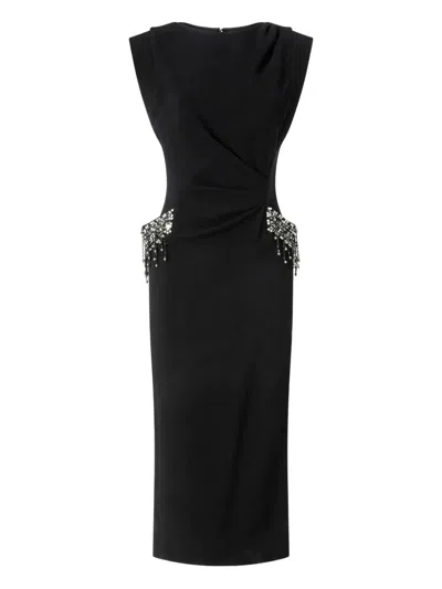 晶饰中长连衣裙