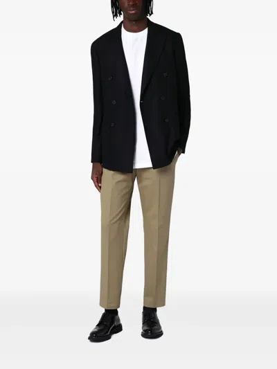 Santaniello Black Wool-blend Double-breasted Jacket In Black