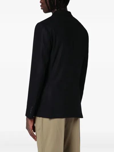 Santaniello Black Wool-blend Double-breasted Jacket In Black