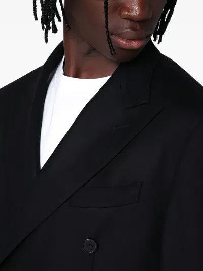 Santaniello Black Wool-blend Double-breasted Jacket In Black