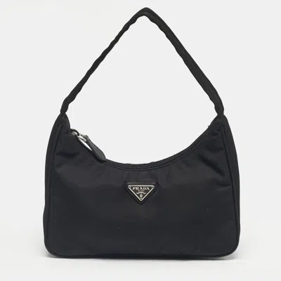 Pre-owned Prada Black Nylon Mini Re-edition 2000 Bag