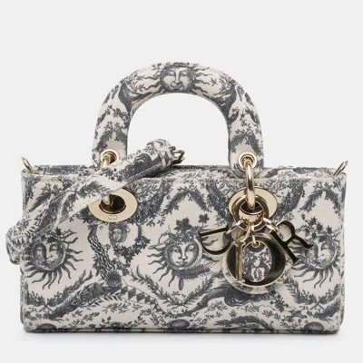 Pre-owned Dior White Small Denim Toile De Jouy Soleil Lady D Joy
