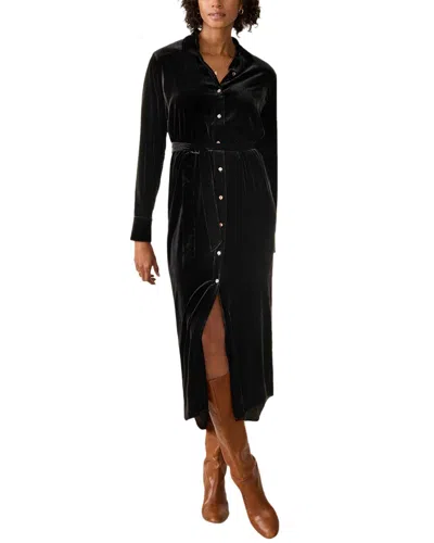 Faherty Stretch Silk-blend Velvet Riley Midi Dress In Black