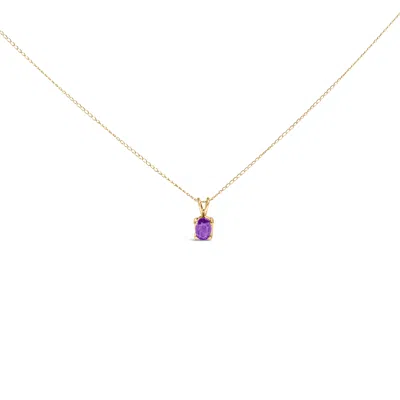 Haus Of Brilliance 14k Yellow Gold 6x4mm Oval Shaped Purple Amethyst Solitaire Pendant Necklace In Gold