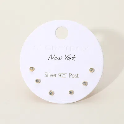Fashnzfab Secret Box_mini Stone Stud Earring Set - Gold In Gold