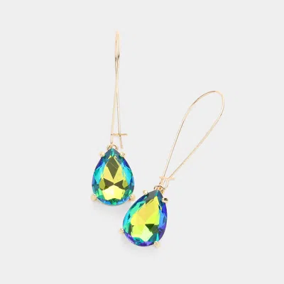 Fashnzfab Teardrop Stone Dangle Evening Earrings - Ab, Green In Multi