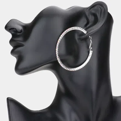 Fashnzfab Crystal Rhinestone Hoop Earrings - Ab, Silver In Multi