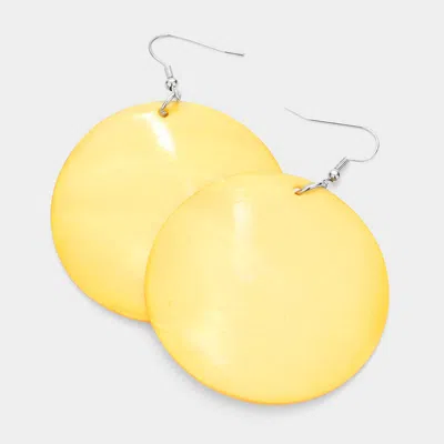Fashnzfab Shell Circle Dangle Earrings - Silver, Yellow In Yellow